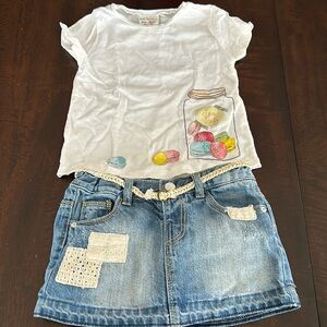 Zara T-shirt and denim skirt with diaper cover